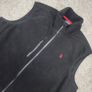 Polo Ralph Lauren Vest Mens‎ L Fleece Gorpcore Performance Full Zip Golf Black